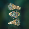 Anillo Botanical Narciso Oro Amarillo 14K con Diamantes, Zafiro, Turmalinas y Aquamarinas.