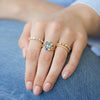 Anillo Botanical Narciso Oro Amarillo 14K con Diamantes, Zafiro, Turmalinas y Aquamarinas.