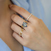 Anillo Botanical Narciso Oro Amarillo 14K con Diamantes, Zafiro, Turmalinas y Aquamarinas.
