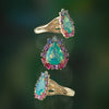 Anillo Botanical Peonia Oro Amarillo 14K con Aquamarina, Tanzanita, Amatista, Zafiro y Ópalo.