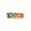 Anillo Centauro Rainbow Oro Amarillo 14K con Zafiros y Turmalina.