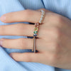 Anillo Centauro Rainbow Oro Amarillo 14K con Zafiros y Turmalina.