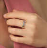 Anillo Cluster Aurora Oro Amarillo 14K con Zafiro y Diamantes.
