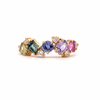 Anillo Cluster Aurora Oro Amarillo 14K con Zafiro y Diamantes.