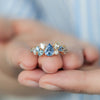 Anillo Eclipse Baby Blue Oro 14K con Zafiros, Aquamarinas y Diamantes.
