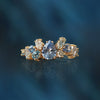 Anillo Eclipse Baby Blue Oro 14K con Zafiros, Aquamarinas y Diamantes.
