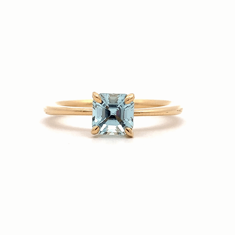 Anillo Elios Oro Amarillo 14K con Aquamarina Asscher.