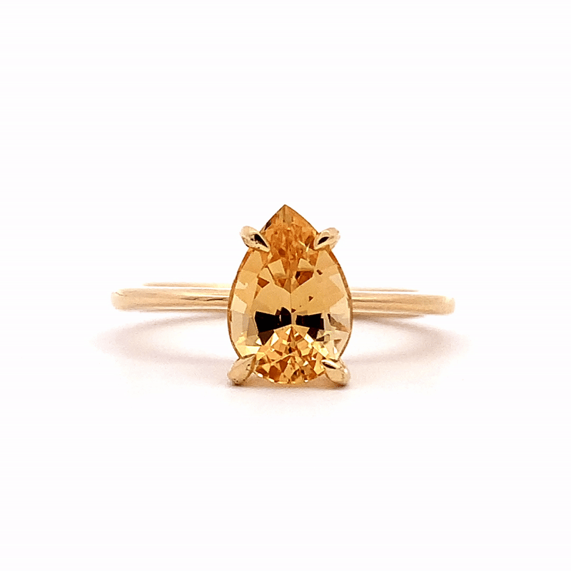 Anillo Elios Oro Amarillo 14K con Topacio Imperial Gota.