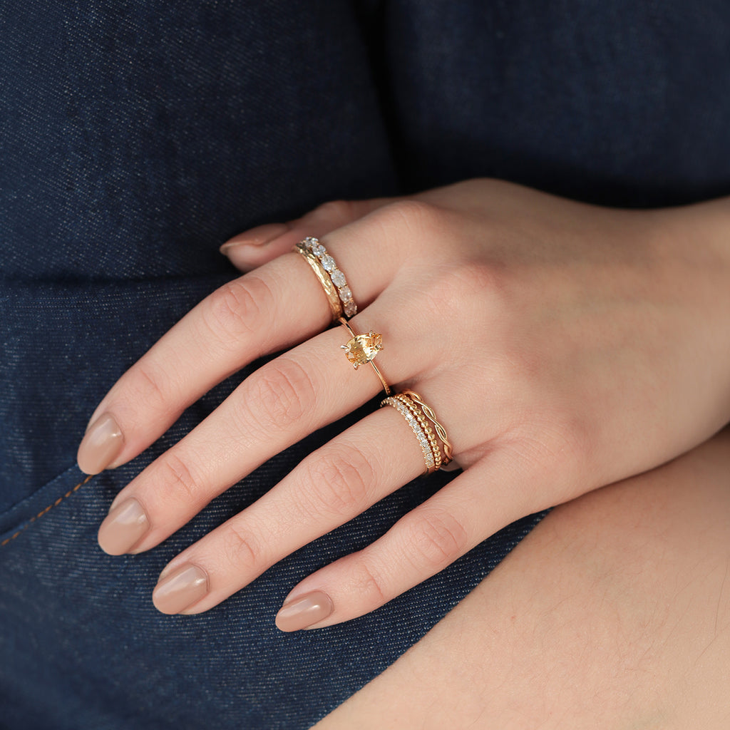 Anillo Elios Oro Amarillo 14K con Topacio Imperial Gota.