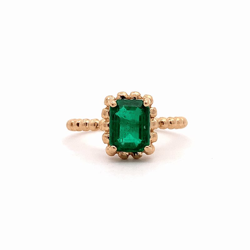 Anillo Elysa Esmerlada M Oro Amarillo 14K con Esmeraldas.