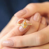 Anillo Elysa Oro Amarillo 14K con Topacio Imperial Gota.