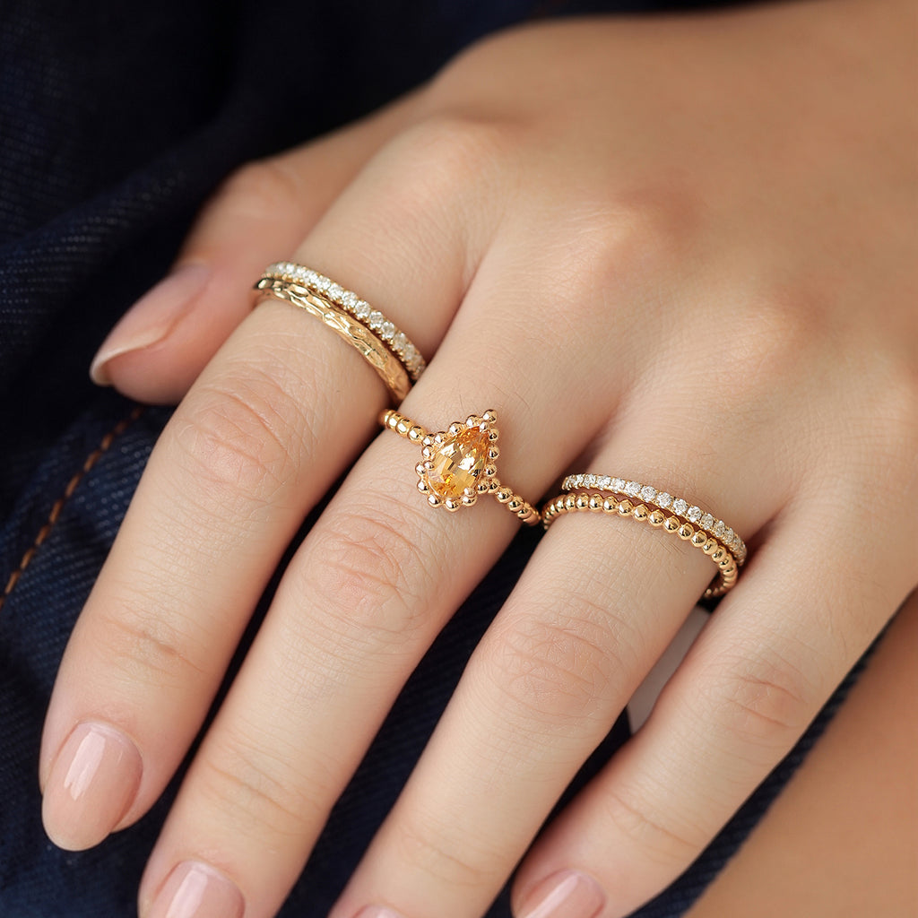 Anillo Elysa Oro Amarillo 14K con Topacio Imperial Gota.