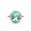 Anillo Gardenia Oro Blanco 18K con Aquamarina y Diamantes.