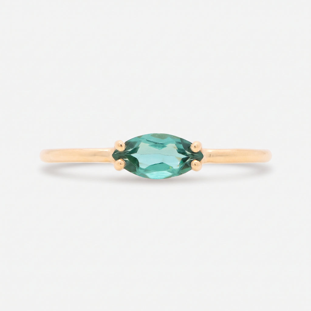 Anillos 'Lila' Oro Amarillo 14K con Zafiros, Aquamarina y Turmalina.