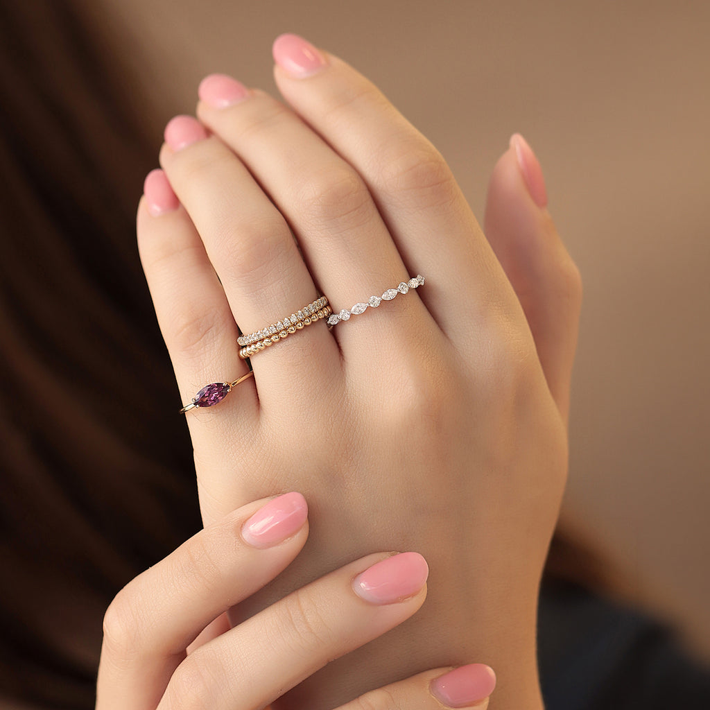 Anillos 'Lila +' Oro Amarillo 14K con Piedras Naturales.