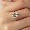 Set Anillo y Arracadas Luxe Oro Rosa 18K con Prasiolitas y Diamantes.