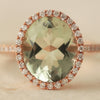 Anillo Luxe Oro Rosa 18K con Prasiolita y Diamantes.