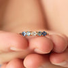 Anillo Myla Royal Blue Oro Amarillo 14K con Diamante, Zafiros y Aquamarinas.