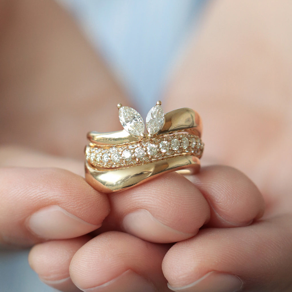 Anillo Odette Oro Amarillo 18K con Diamantes.