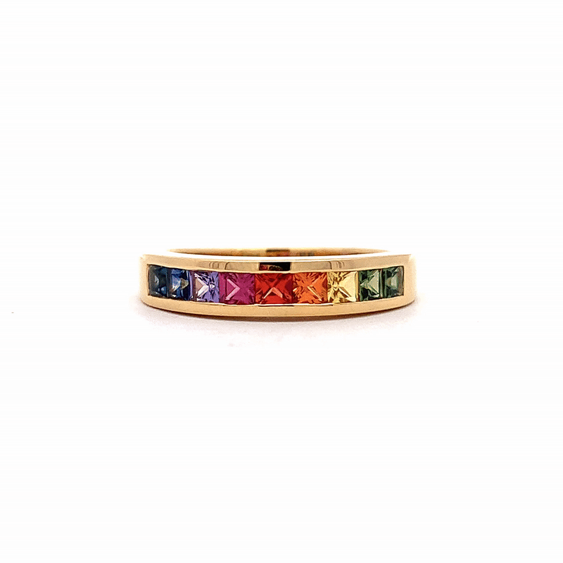 Anillo Prismelia Oro Amarillo 18K con Zafiros.