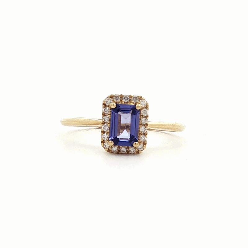 Anillo Royal Oro Amarillo 18K con Tanzanita y Diamantes.
