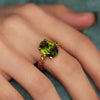 Anillo Sienna Plata .925 con Chapa de Oro 14K e Hidrocuarzo Verde Oval.