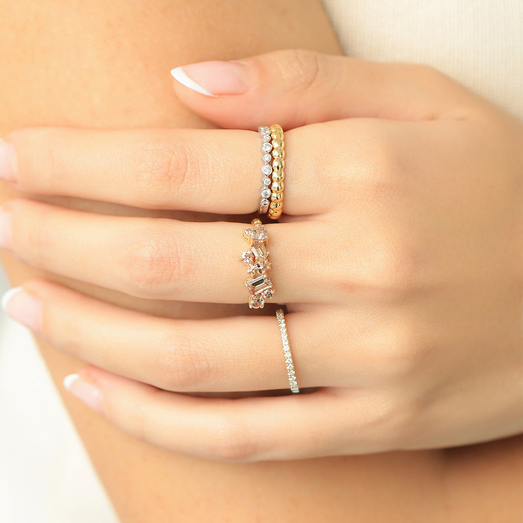 Anillo Stellar Copper Oro Amarillo 14K con Zafiro y Diamante.