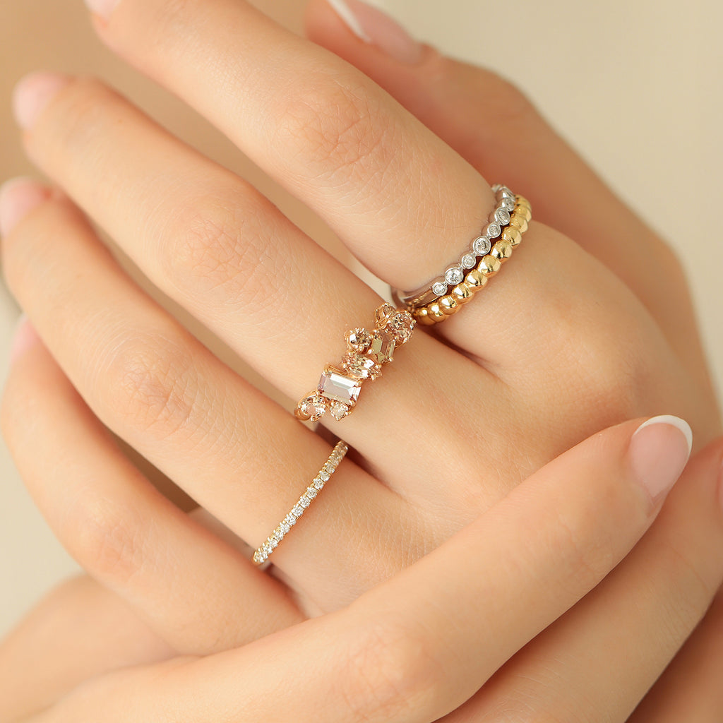 Anillo Stellar Copper Oro Amarillo 14K con Zafiro y Diamante.