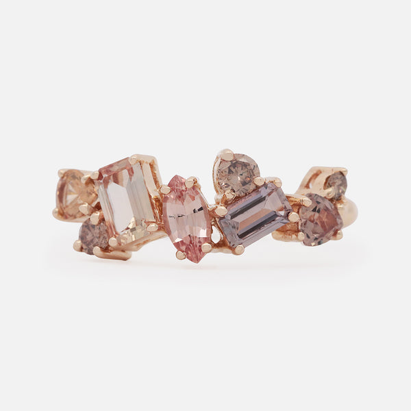 Anillo Stellar Honey Oro Amarillo 14K con Zafiros y Diamantes.