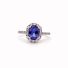 Anillo Gardenia Oro Blanco 18K con Tanzanita y Diamantes.