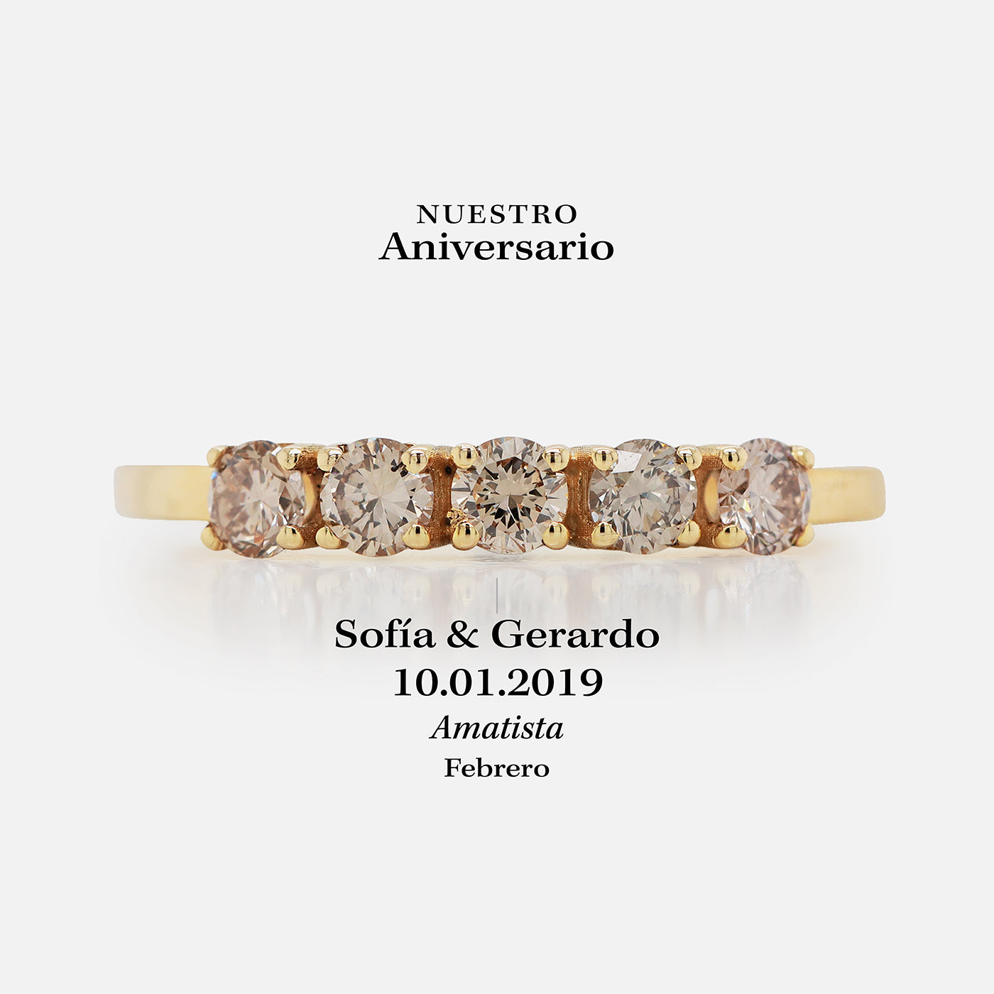 Anillo Iris Oro Amarillo 14K y Diamantes.