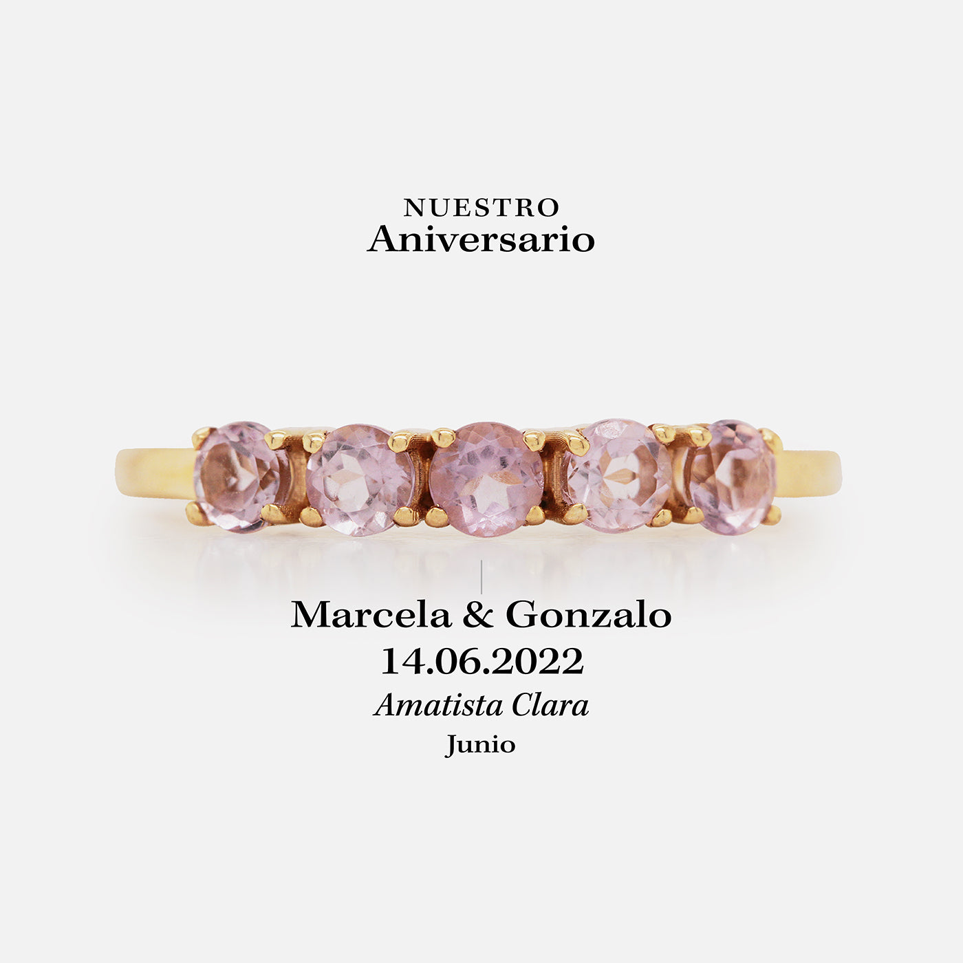 Anillo Iris Oro Amarillo 14K y Amatistas Claras