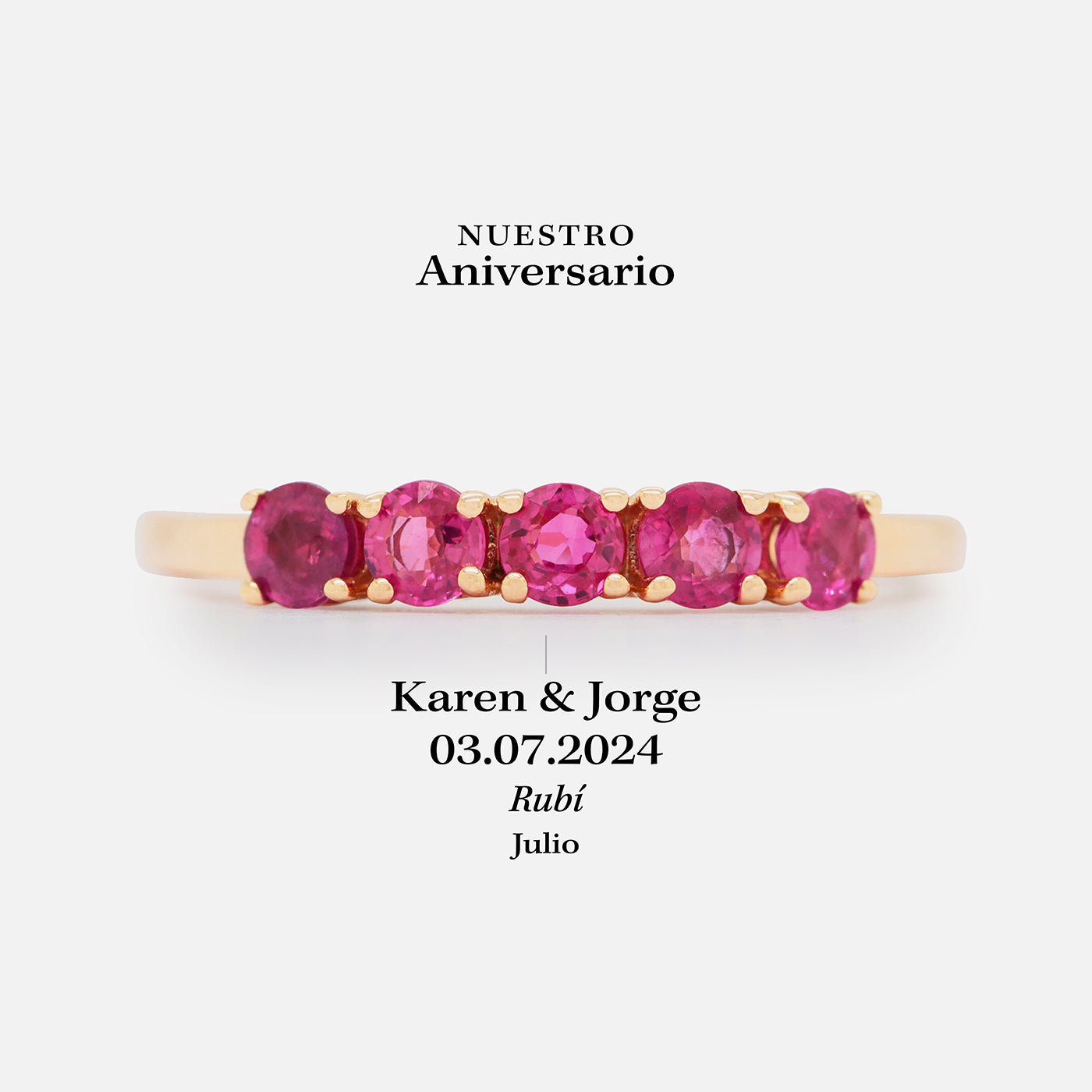 Anillo Iris Oro Amarillo 14K y Rubíes.