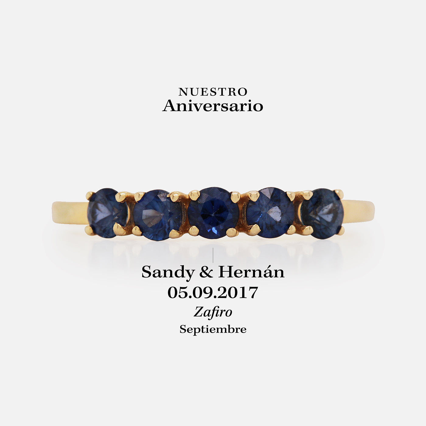 Anillo Iris Oro Amarillo 14K y Zafiros.