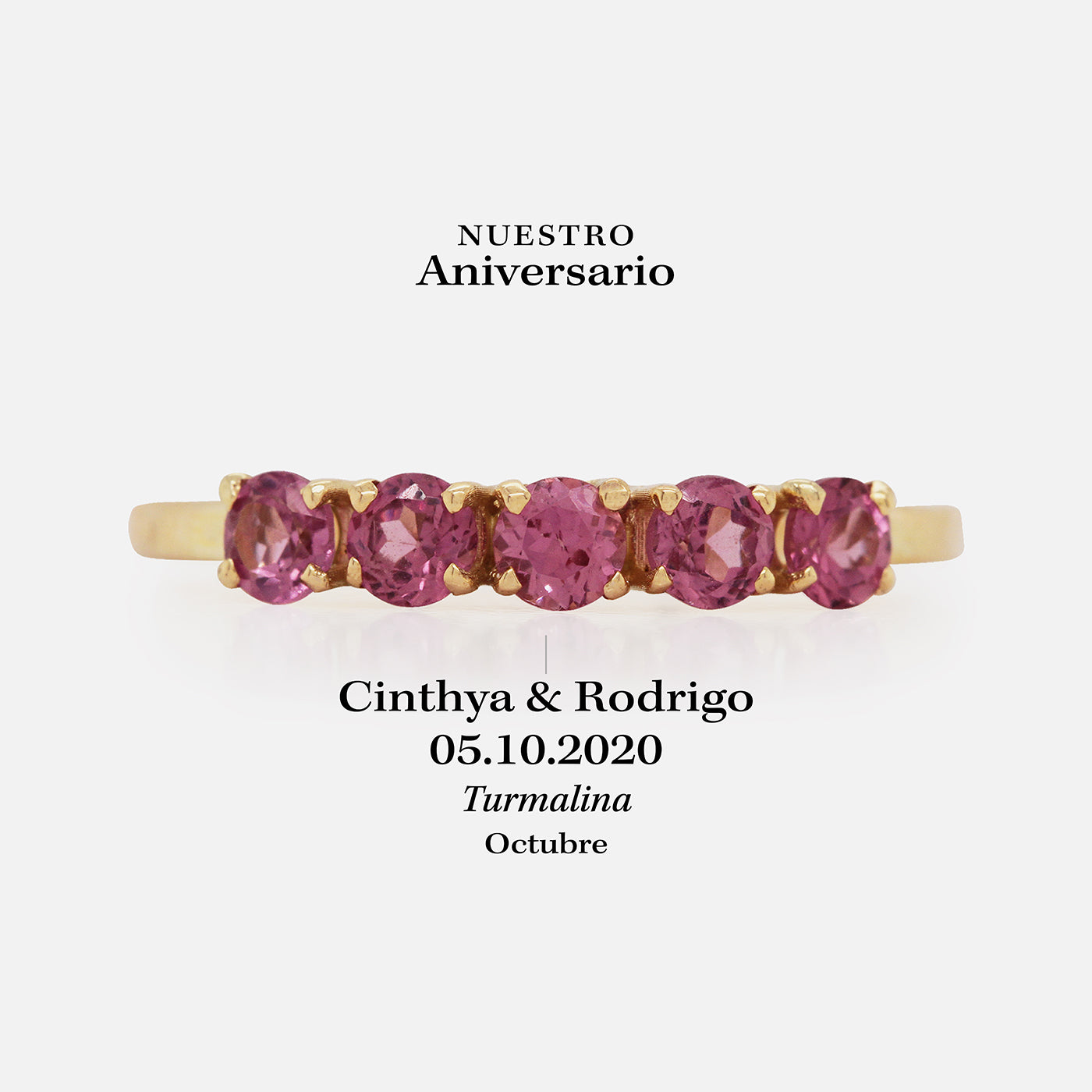 Anillo Iris Oro Amarillo 14K y Turmalinas.