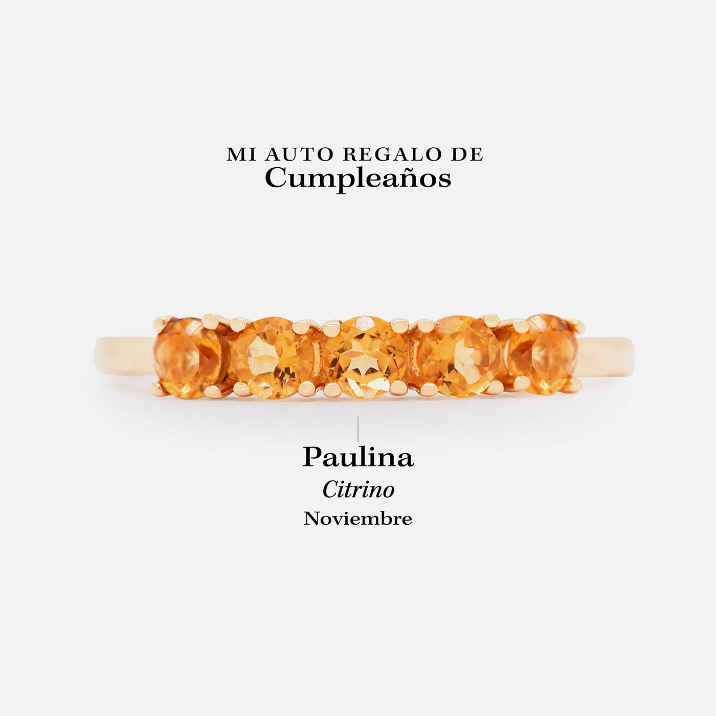 Anillo Iris Oro Amarillo 14K y Citrinos.