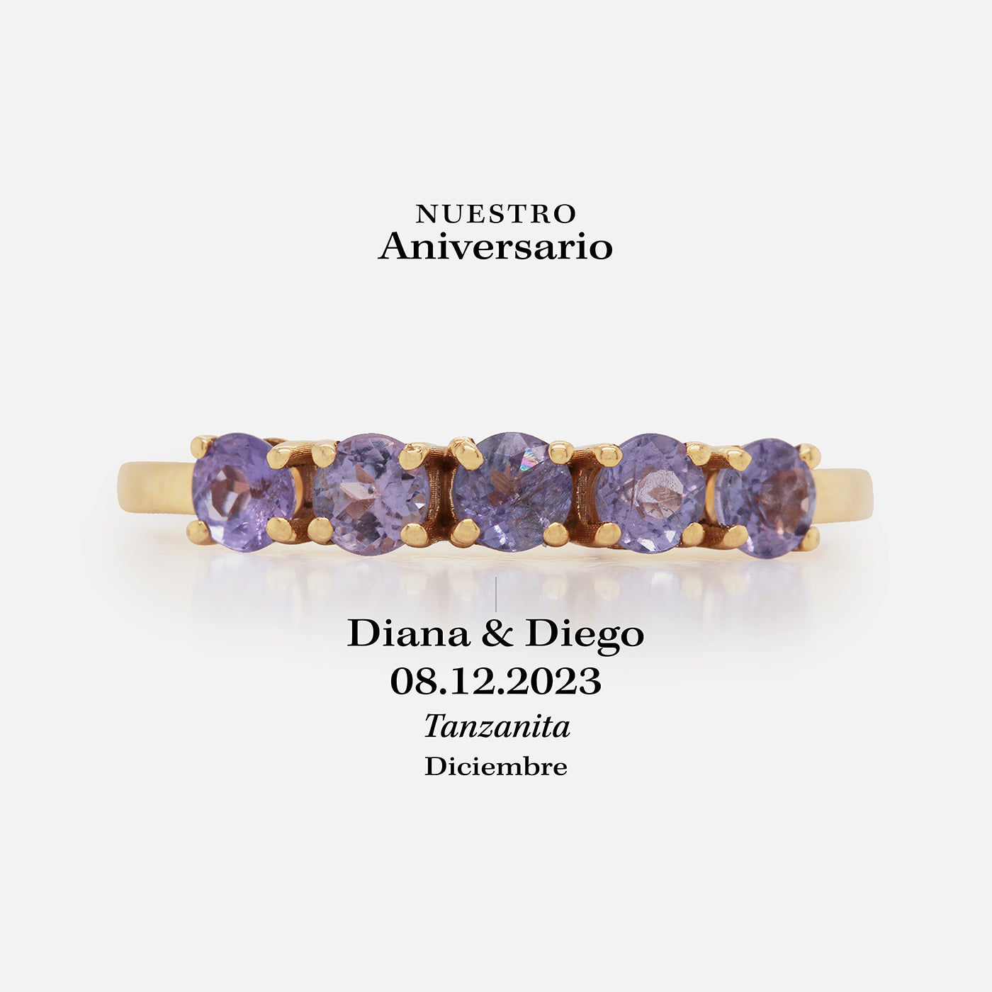 Anillo Iris Oro Amarillo 14K y Tanzanitas.