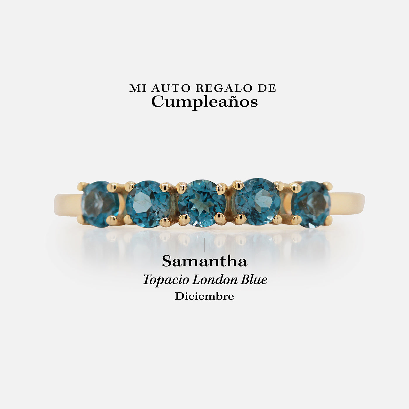 Anillo Iris Oro Amarillo 14K y Topacios London Blue.