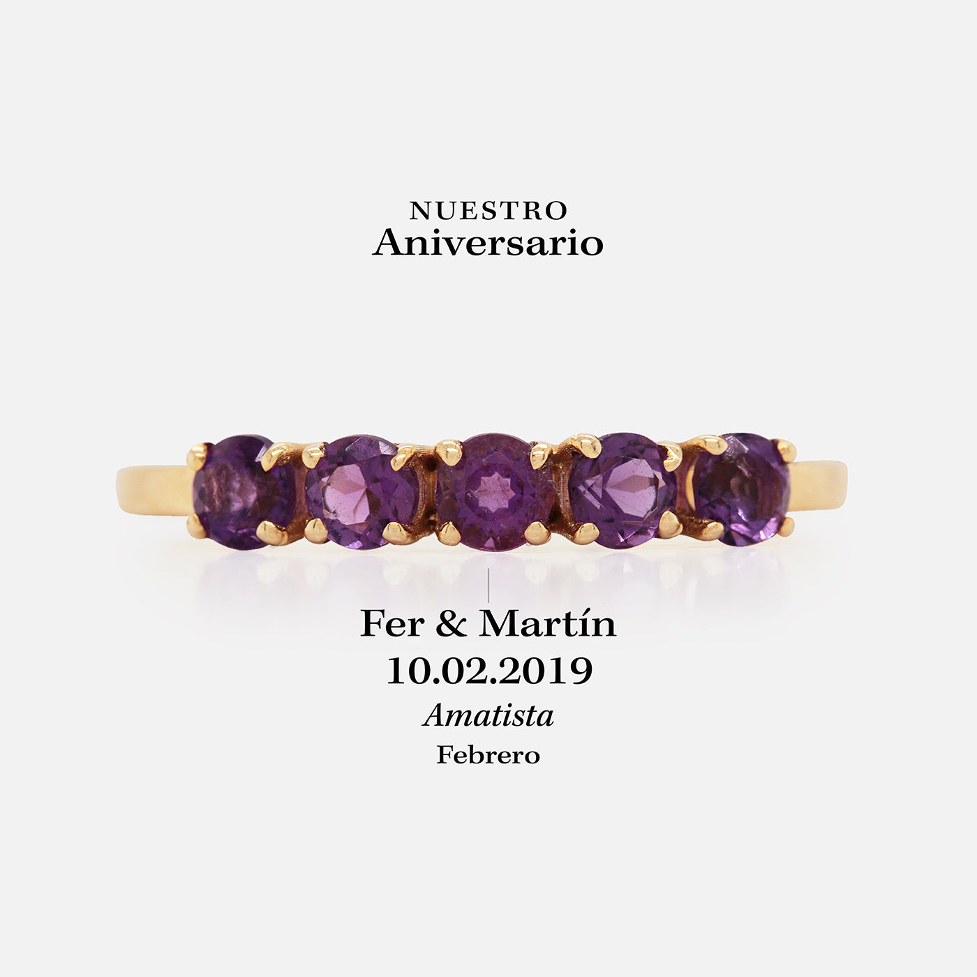 Anillo Iris Oro Amarillo 14K y Amatistas.