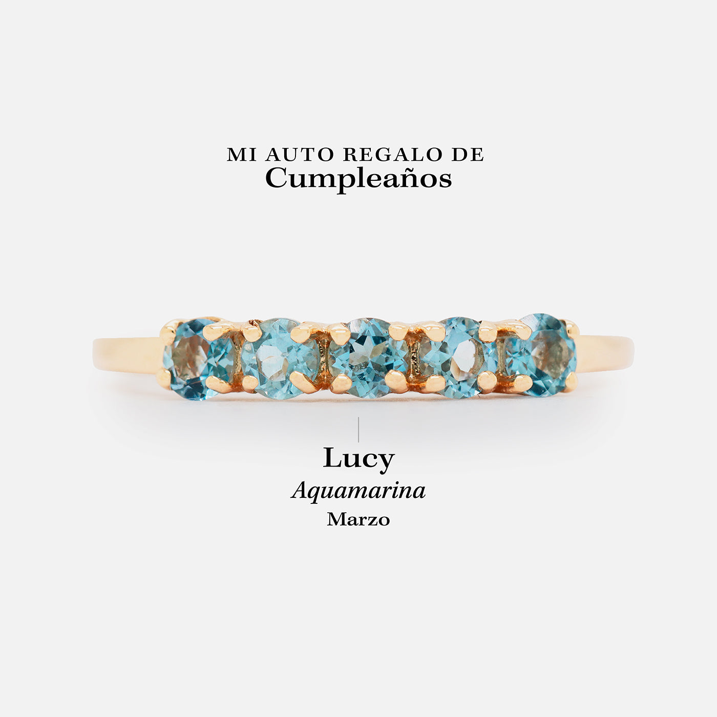 Anillo Iris Oro Amarillo 14K y Aquamarinas.