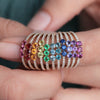 Anillo Selene Oro Amarillo 14K Piedras Naturales y Diamantes.
