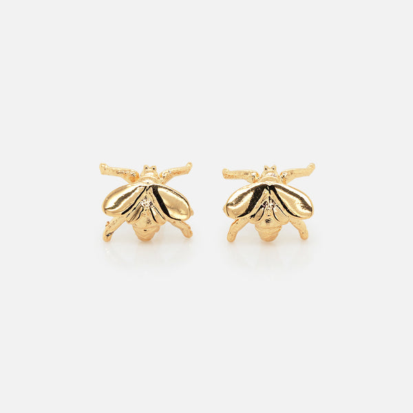 Aretes Bee M Plata .925 con Chapa de Oro 14K.