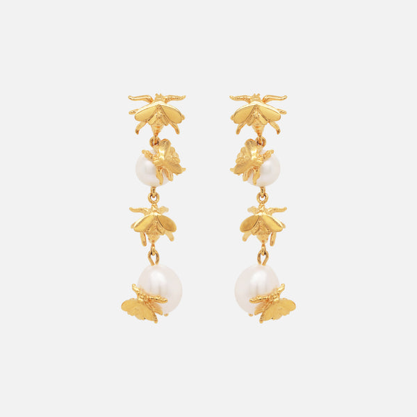 Aretes Bee Bumble CH Plata. 925 con Chapa de Oro 14K.