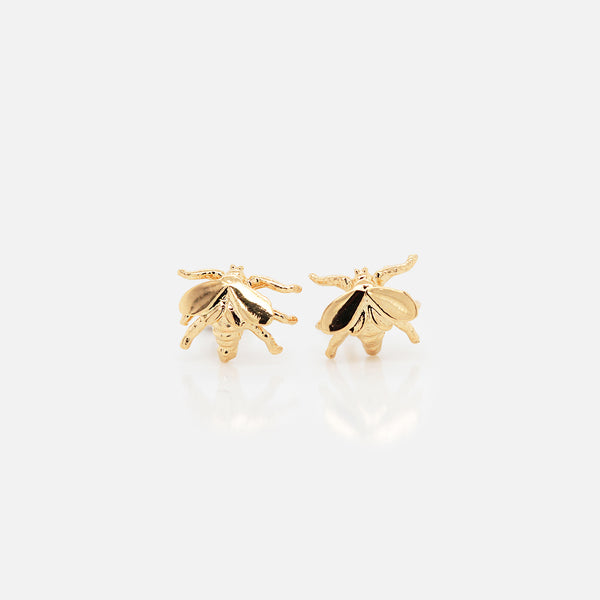 Aretes Bee S Plata .925 con Chapa de Oro 14K.