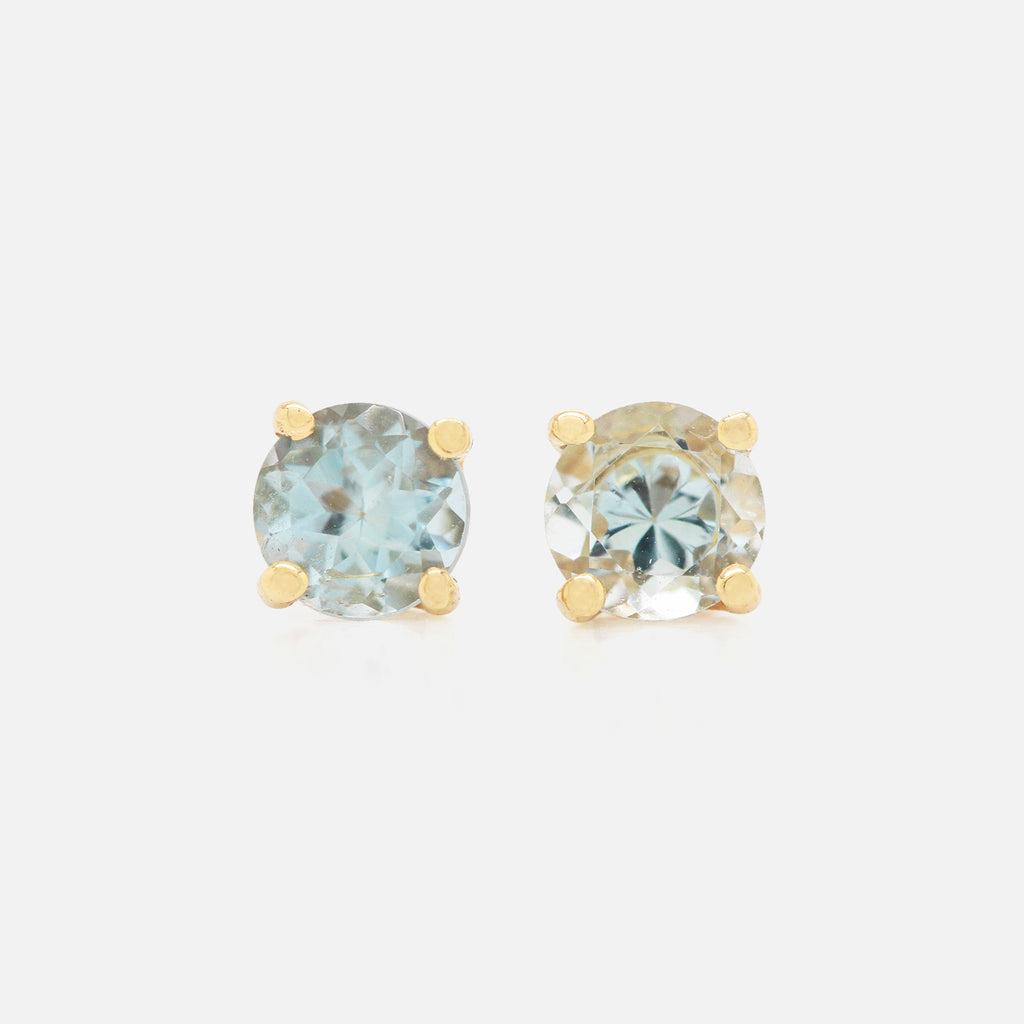 Aretes Birthstone Oro Amarillo 14K con Piedras Naturales.