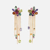 Aretes Botanical Amaranthus Oro Amarillo 14K con Granate, Turmalina, Tanzanita, Zafiro y Peridoto.