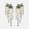 Aretes Botanical Juniper Oro Amarillo 14K con Turmalinas, Zafiros y Tanzanitas Unheated.