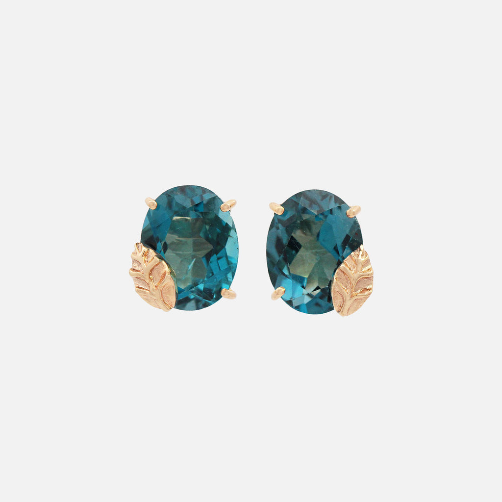 Aretes Botanical Oro Amarillo 14K con Piedras Naturales.