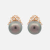 Aretes Camelia Oro Amarillo 18K Perlas y Diamantes.
