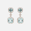 Aretes Celeste Oro Blanco 18K con Aquamarinas y Diamantes.